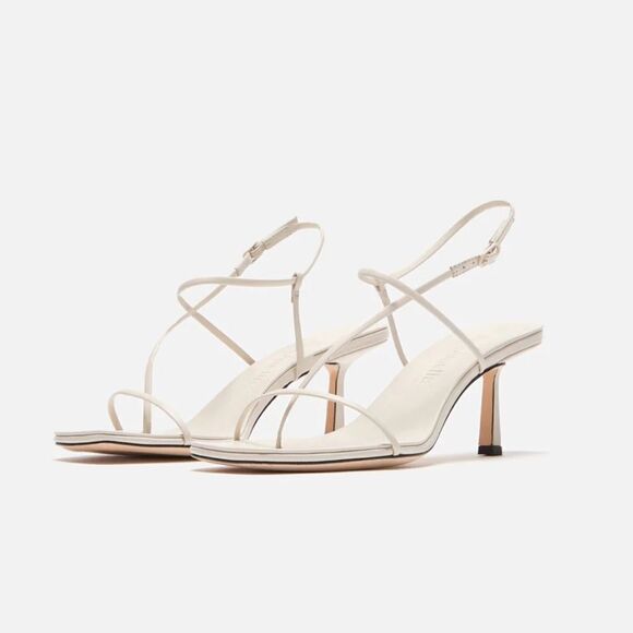 Studio Amelia Crossfront 70 Heels shoes white strappy wedding party Revolve 9 - Picture 4 of 16